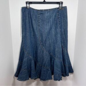 DKNY Denim Flared Skirt Y2K Midi